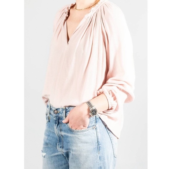 XiRENA Tops - Xirena The Camila Deep V Neck crepe Top in off white